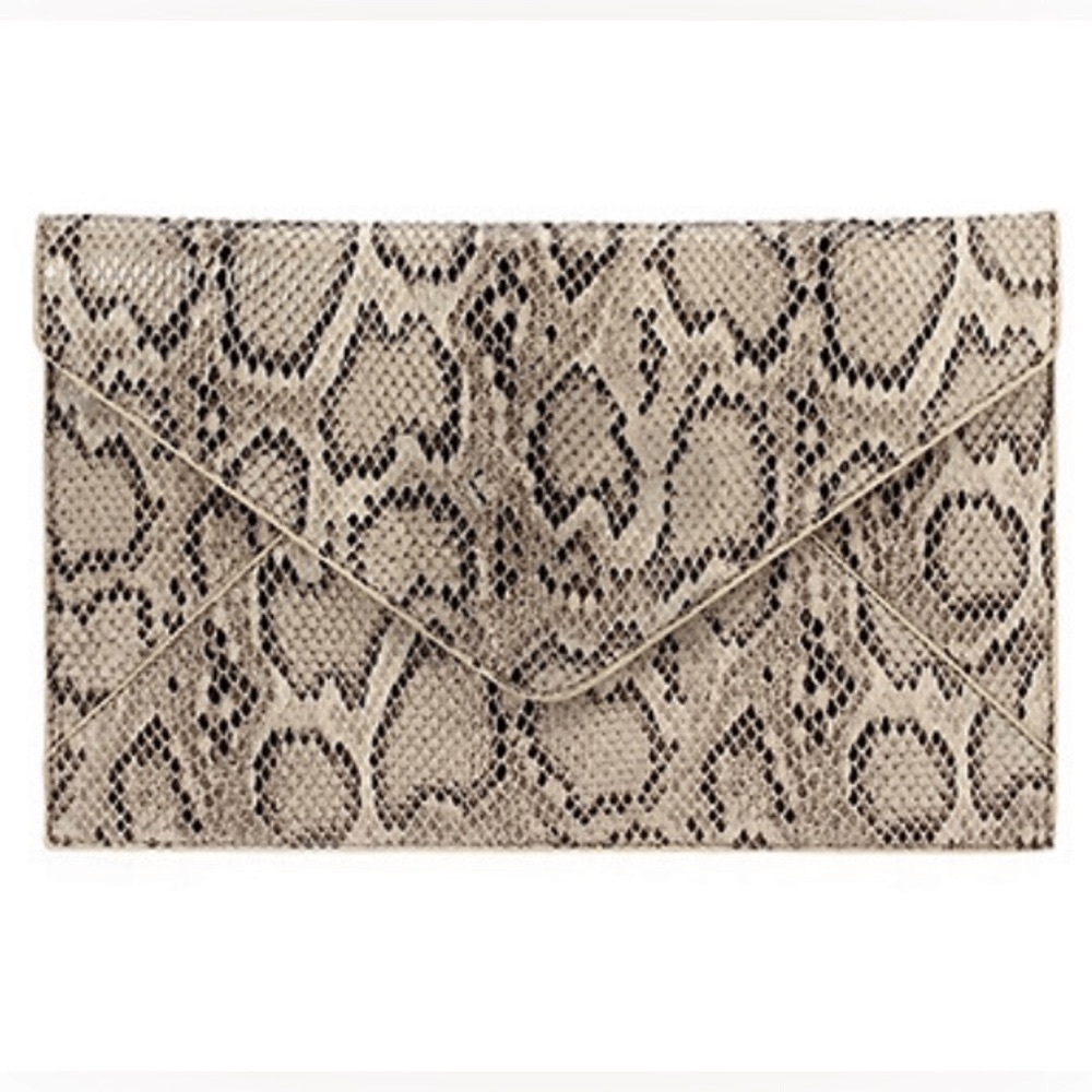 Steve Madden Snake Print Clutch - Beige and Black
